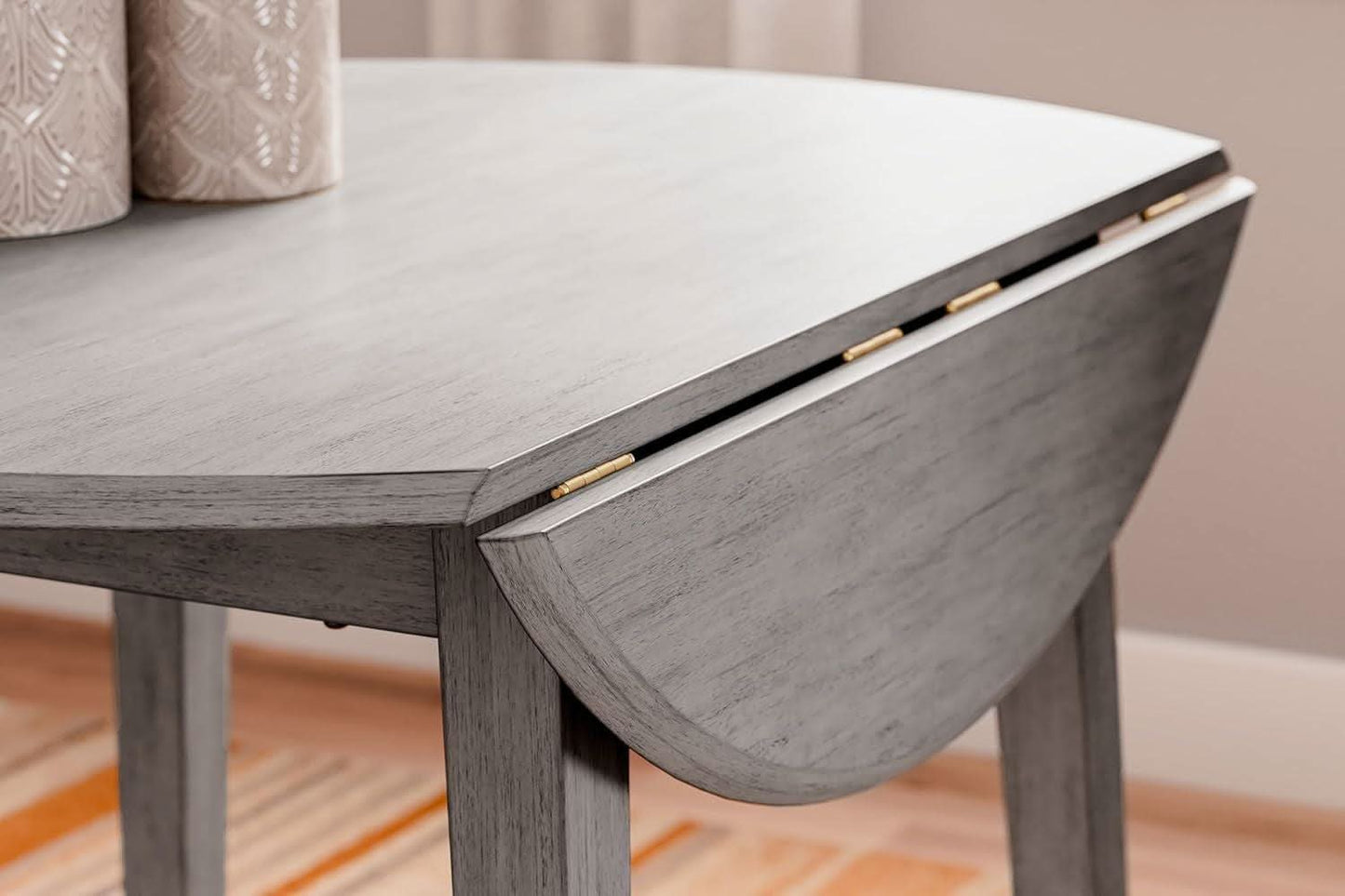Gray Drop Leaf Dining Table Seats Four With Two Leaves