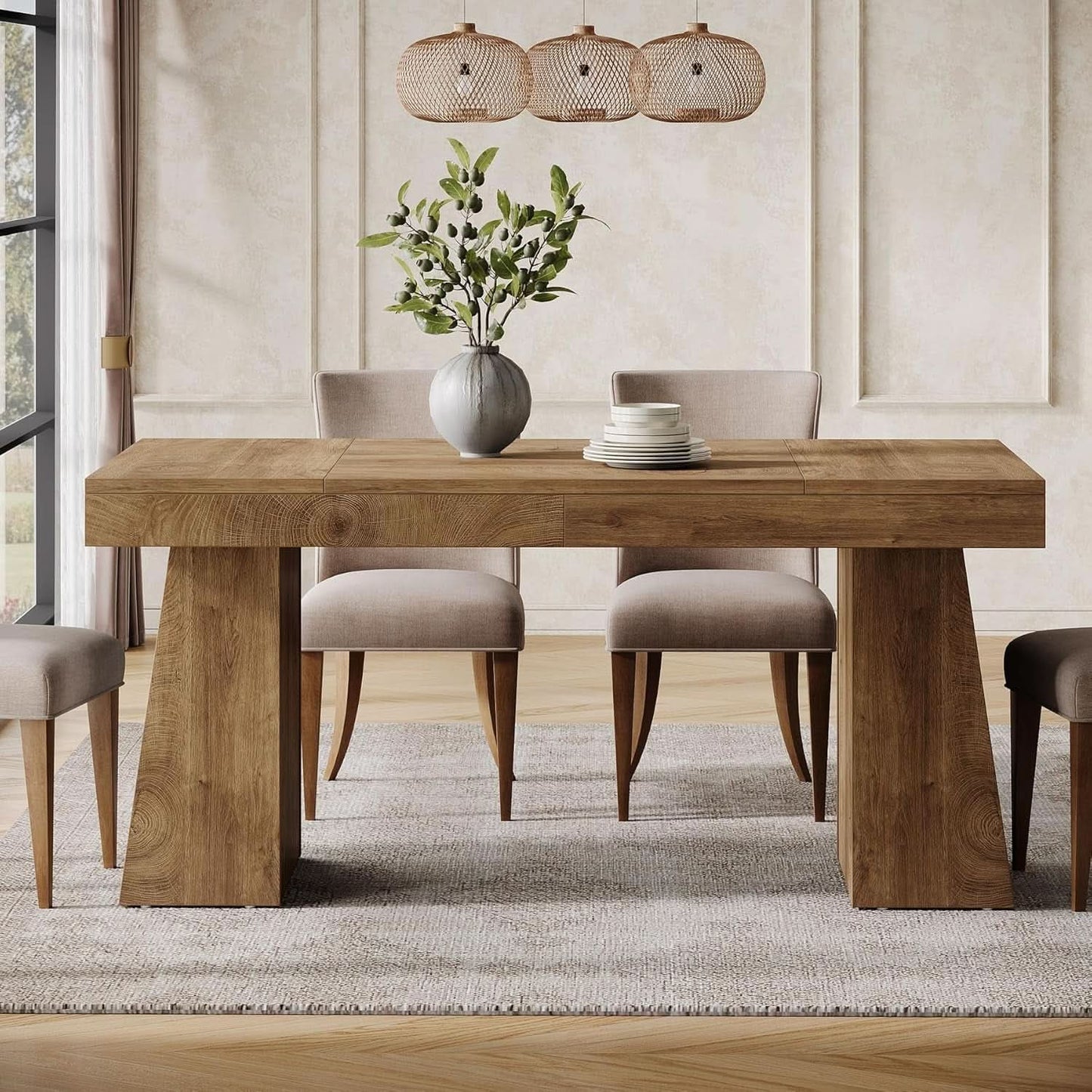 55 Inch Yellow Dining Table For Kitchen And Dining