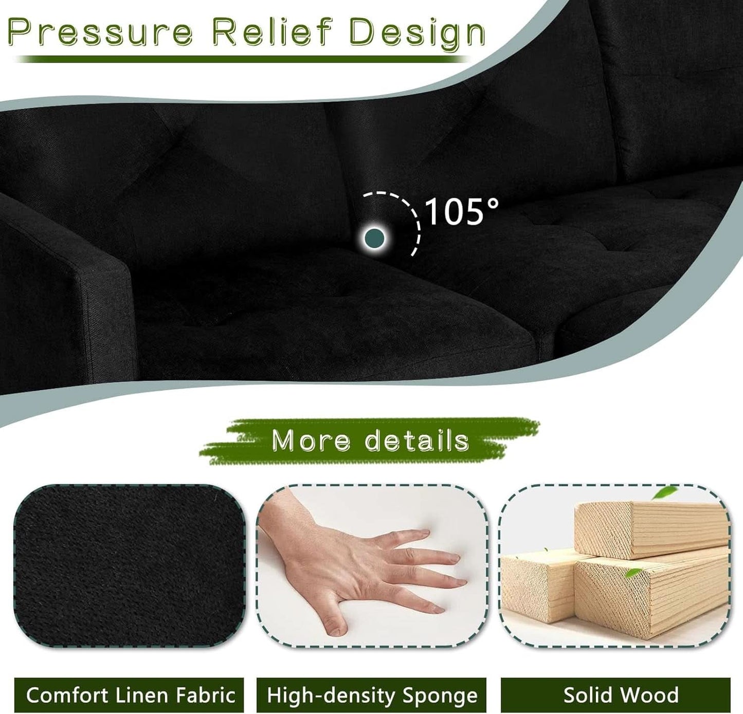Adjustable L Shaped Sofa With Storage In Black Nordic Style
