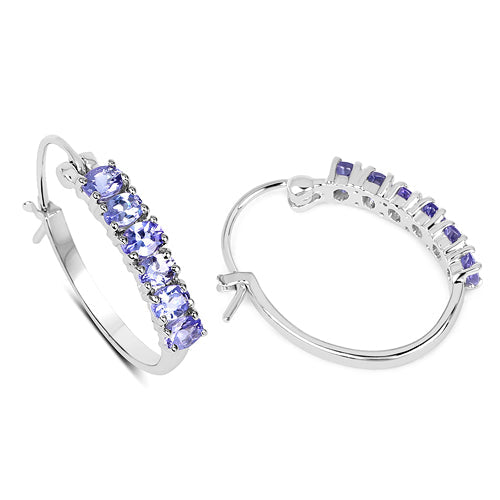 2.04 Carat Genuine Tanzanite .925 Sterling Silver Earrings