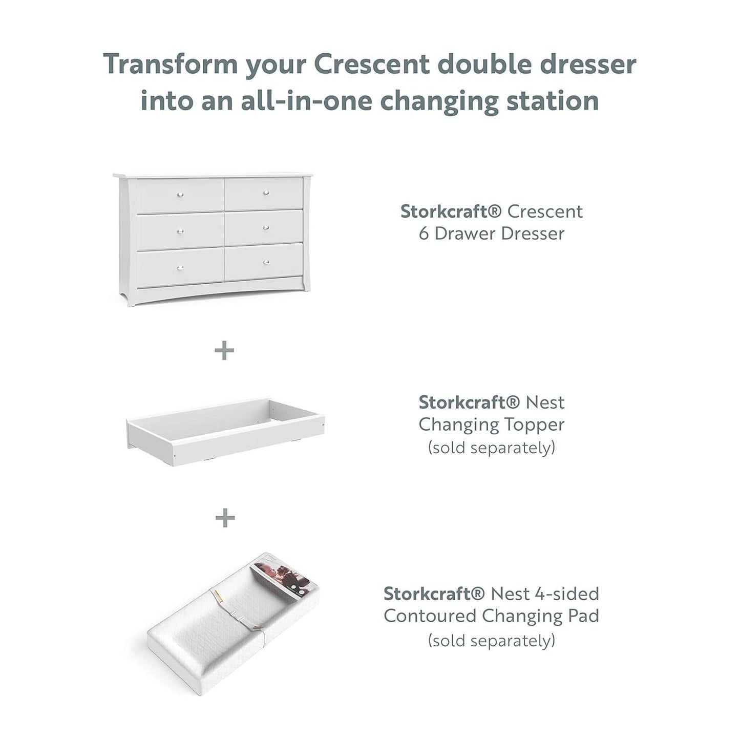 White Six Drawer Dresser for Kids With Safety Restraint Kit