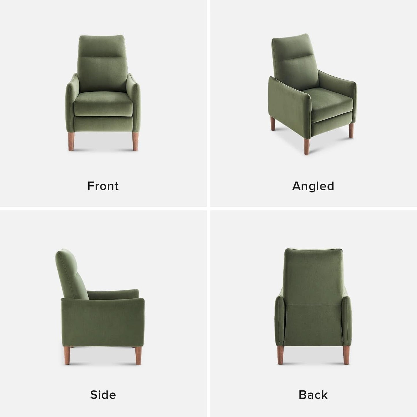 Arthur Olive Green Velvet Recliner Chair With 3 Positions