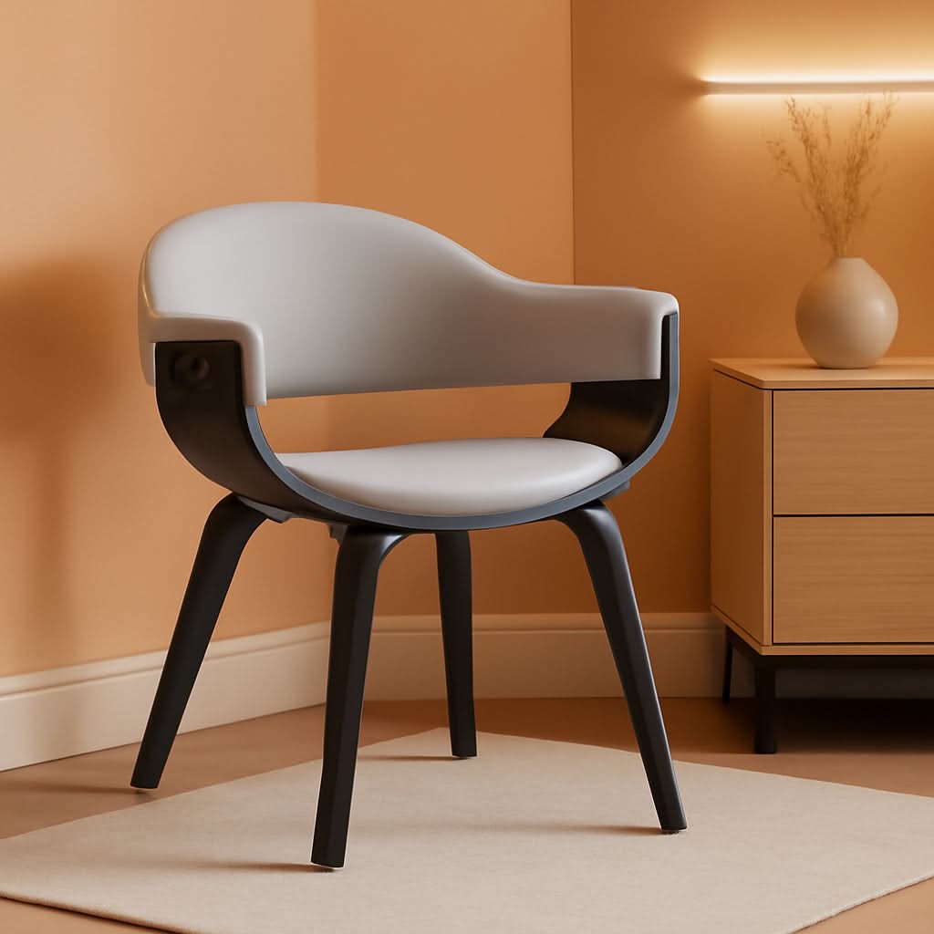 Adalyn Faux Leather Dining Room Accent Chair Gray Black Wood Base
