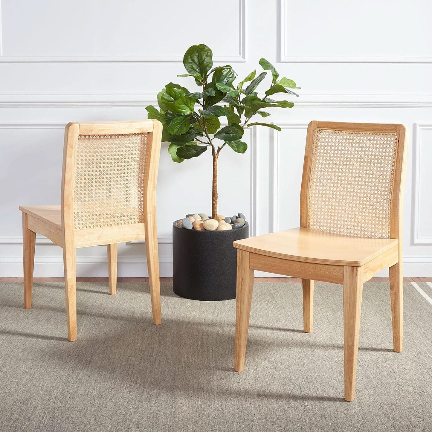 Natural Rattan Dining Chair Set Of 2 For Home Dining Room