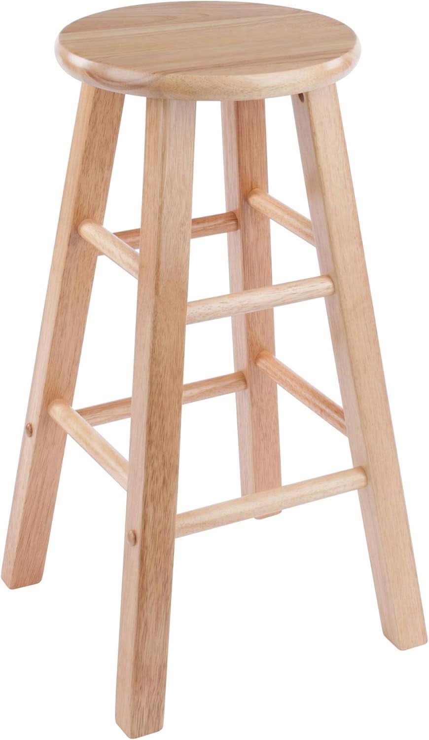 Two Piece 24 Inch Natural Finish Solid Wood Counter Stools
