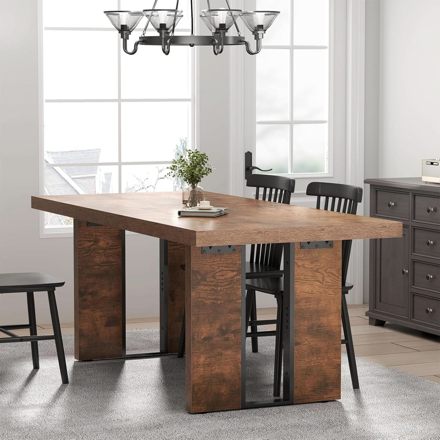 Rustic Farmhouse Dining Table 70 Inch Seats Six To Eight