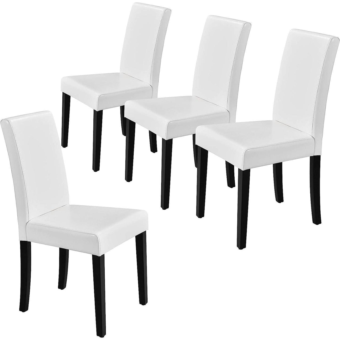 Set Of 4 Modern Parson Chairs With Faux Leather White
