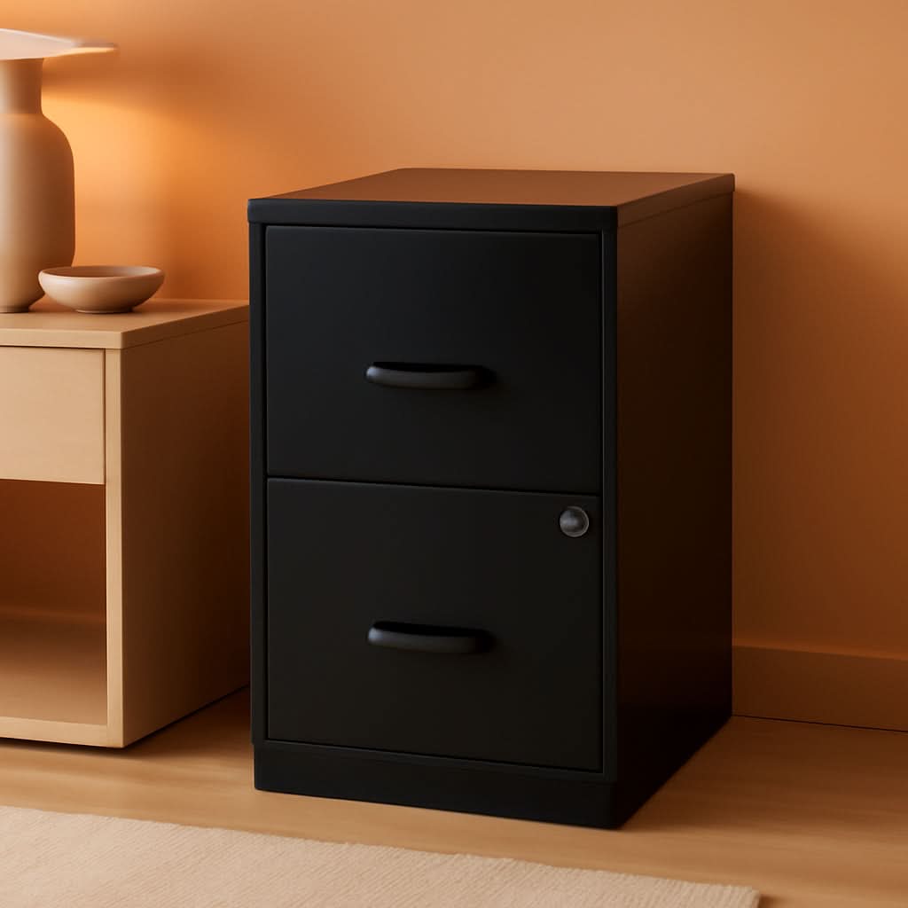 Metal 2 Drawer Letter File Cabinet Black Office Storage