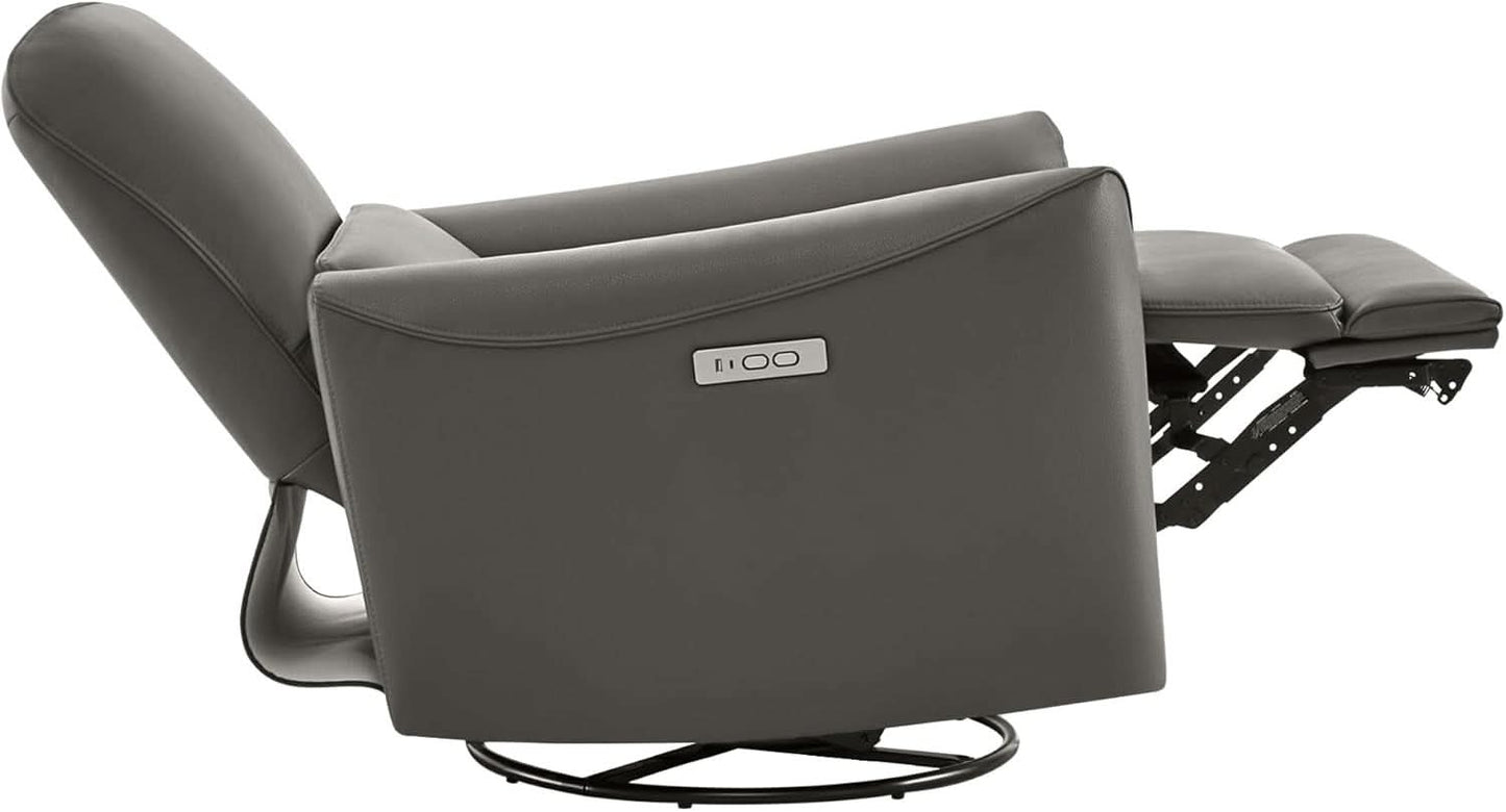 Power Recliner Chair USB Charging Charcoal Faux Leather