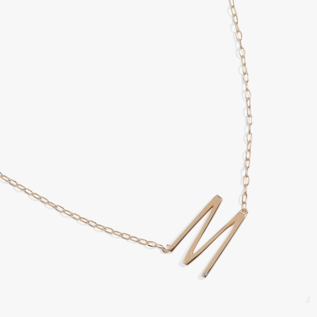 Initial M Precious Elongated Necklace