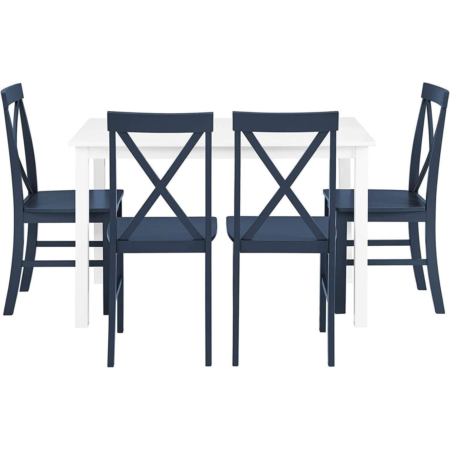 Navy Blue Farmhouse Dining Table And X Back Chairs Set