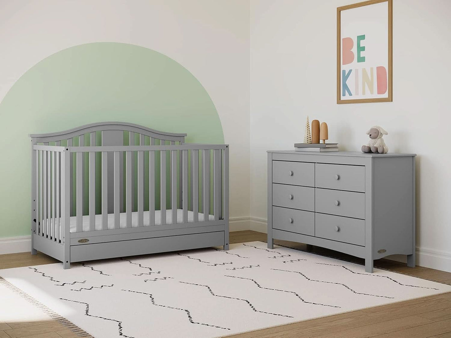 Pebble Gray 6 Drawer Double Dresser For Nursery And Kids