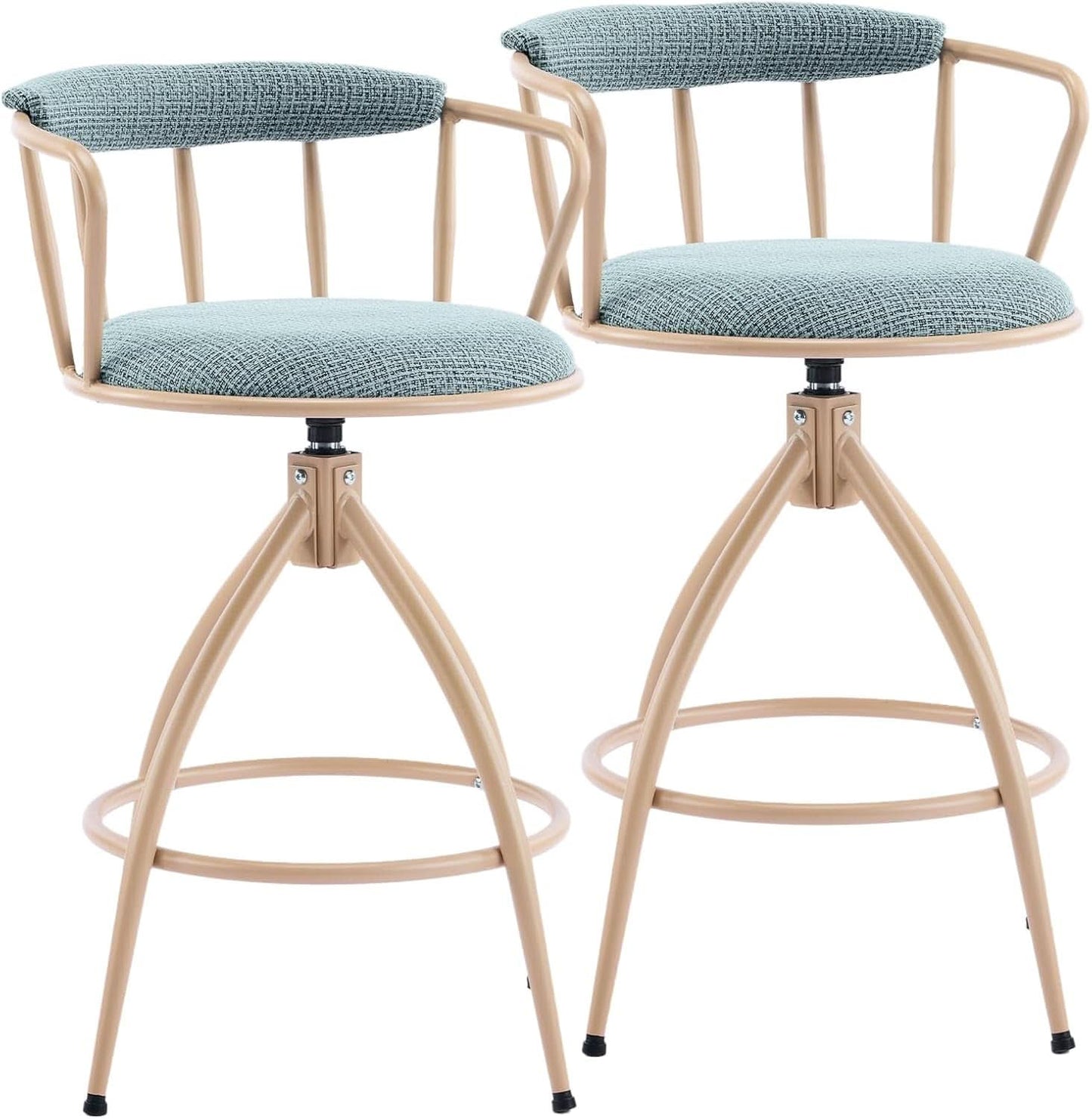 Stylish Chenille Swivel Bar Stools Set of Two