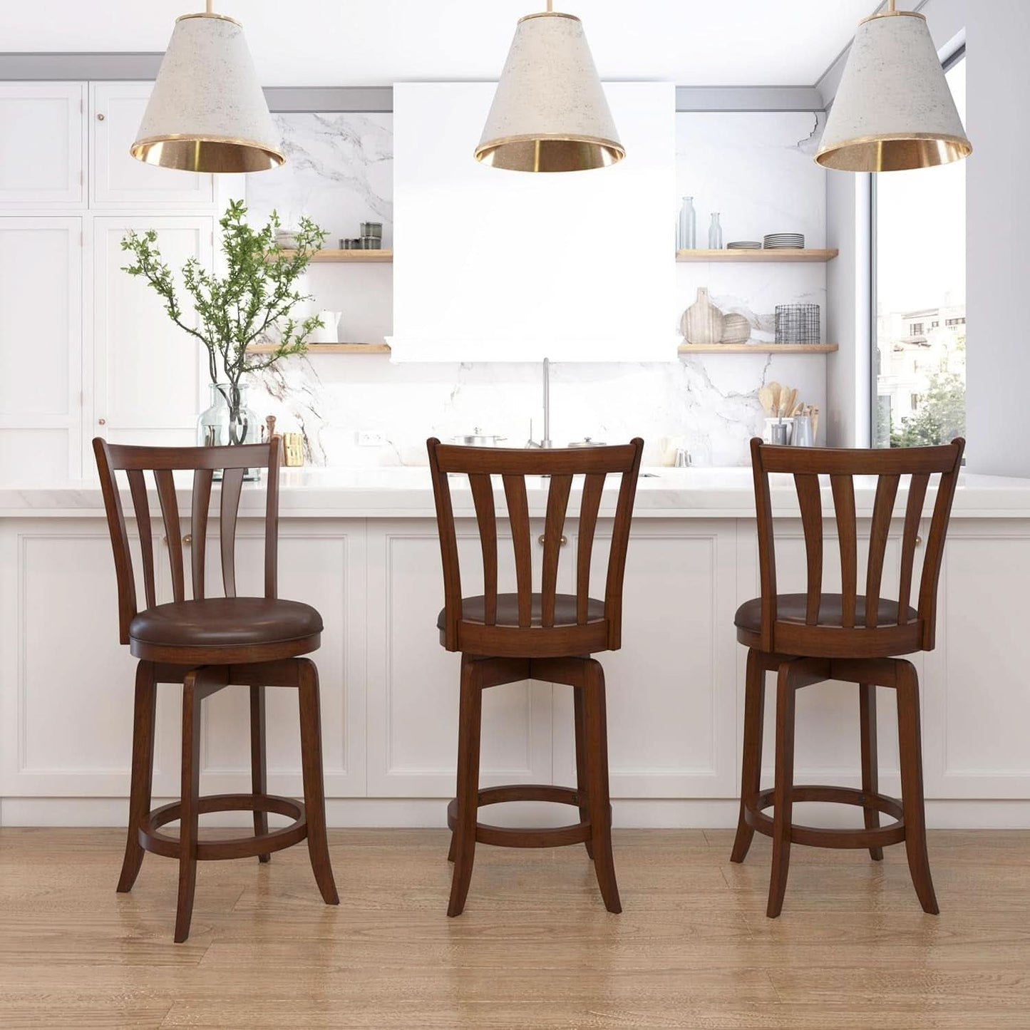 Savana Swivel Counter Stool Cherry Finish Counter Height