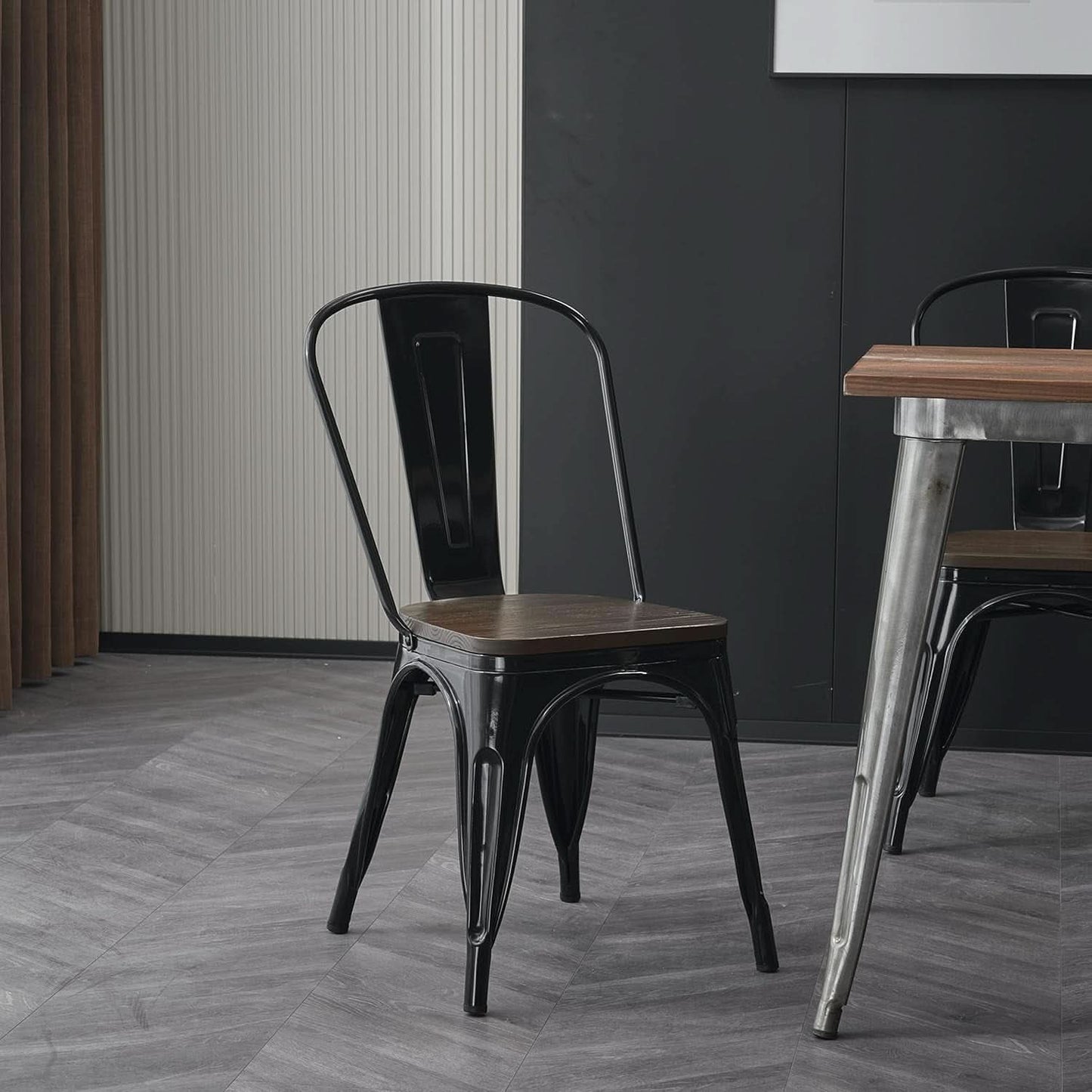 Stackable Metal Dining Chair 18 Inch For Kitchen Use