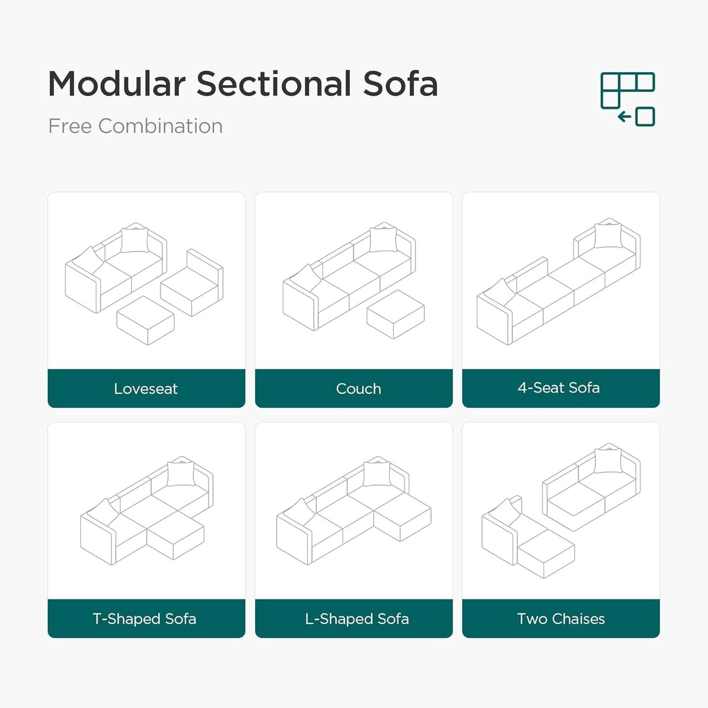 L Shaped Convertible Modular Sectional Sofa Cream Chaise