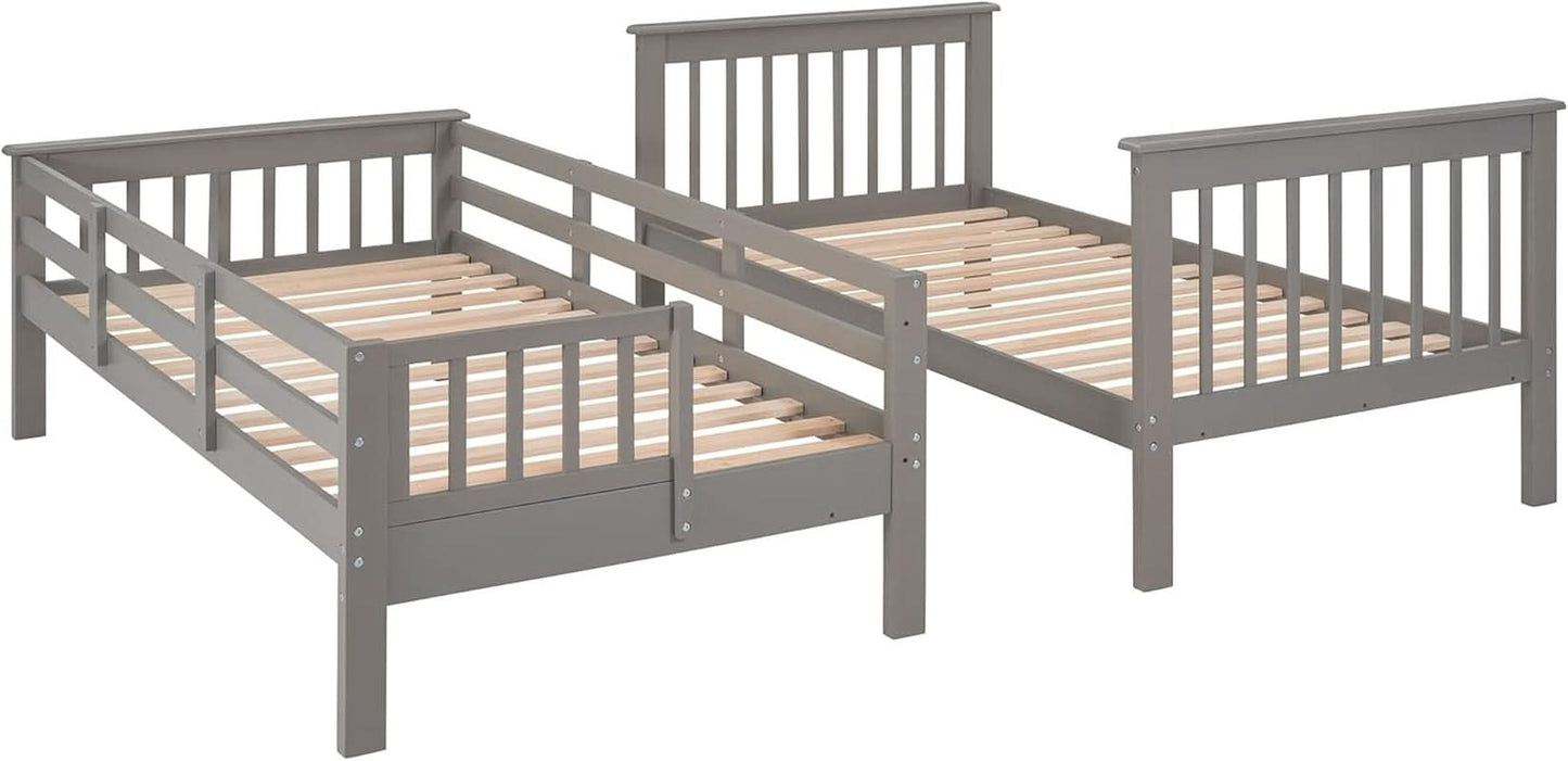 Twin Over Twin Bunk Beds With Stairs Grey For Kids Dorm