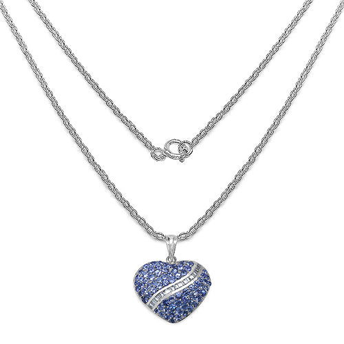 4.17 Carat Genuine Tanzanite and White Topaz .925 Sterling Silver Pendant
