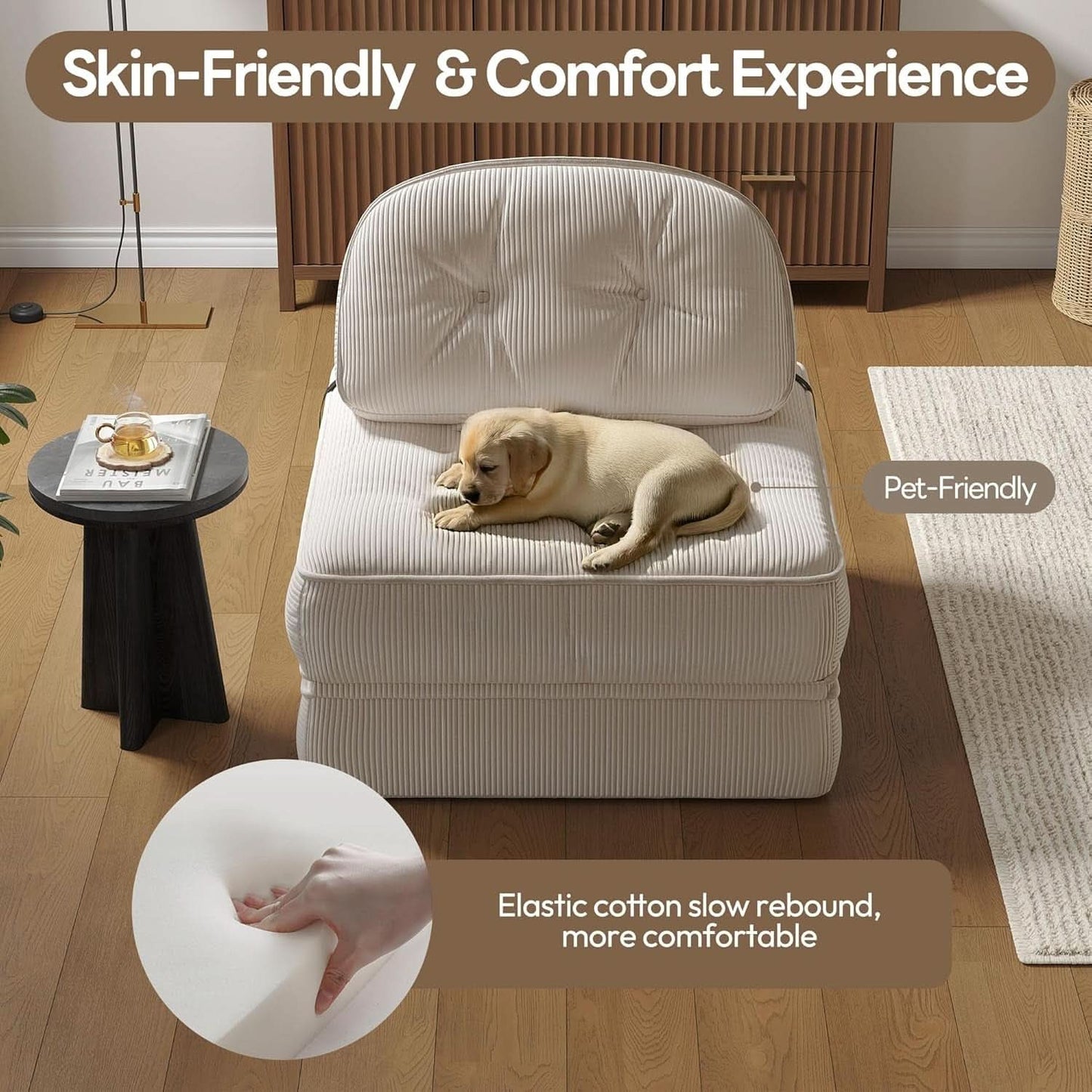 Folding Sofa Bed with Pillow for Comfy Lounge