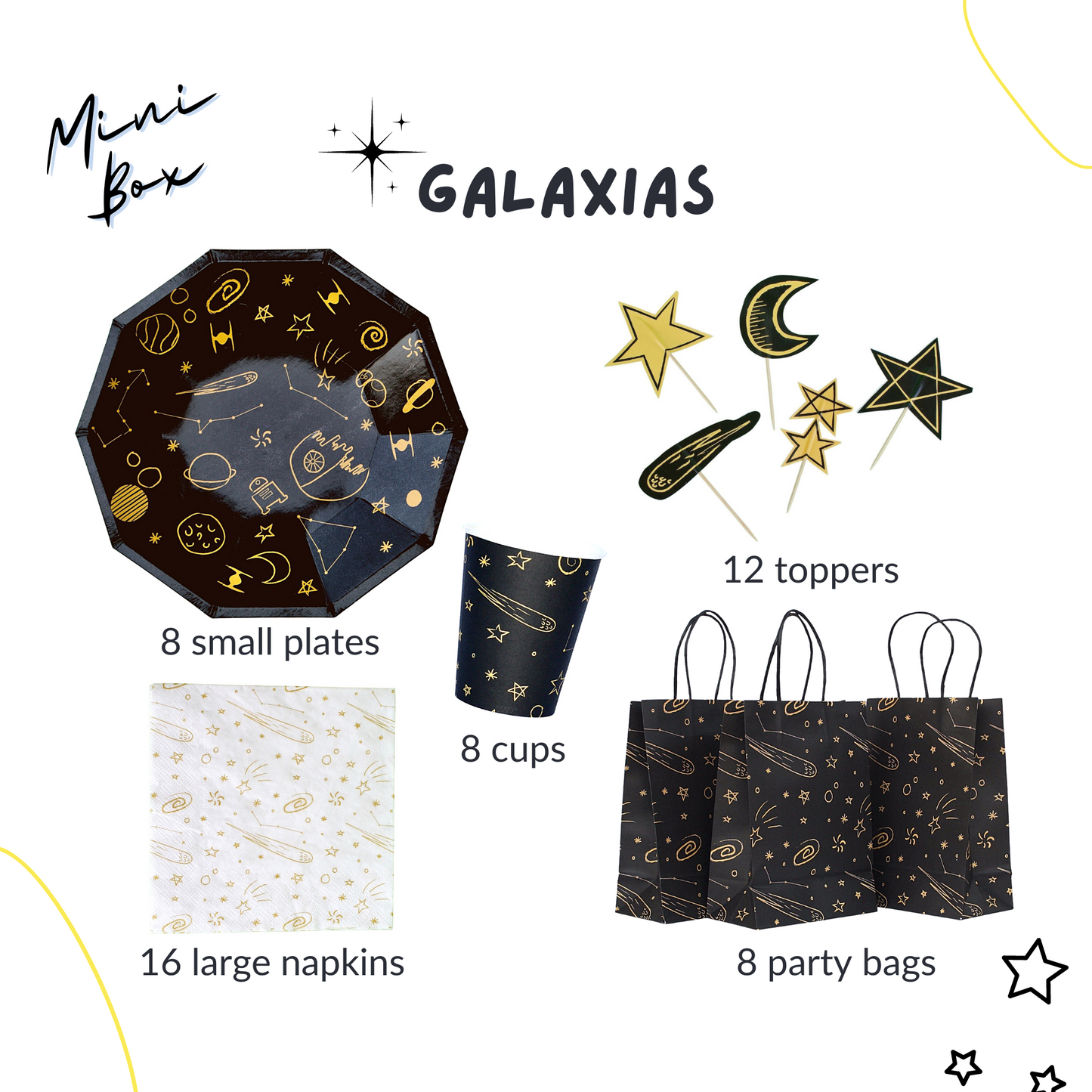 Galaxias Party Supplies in a Box