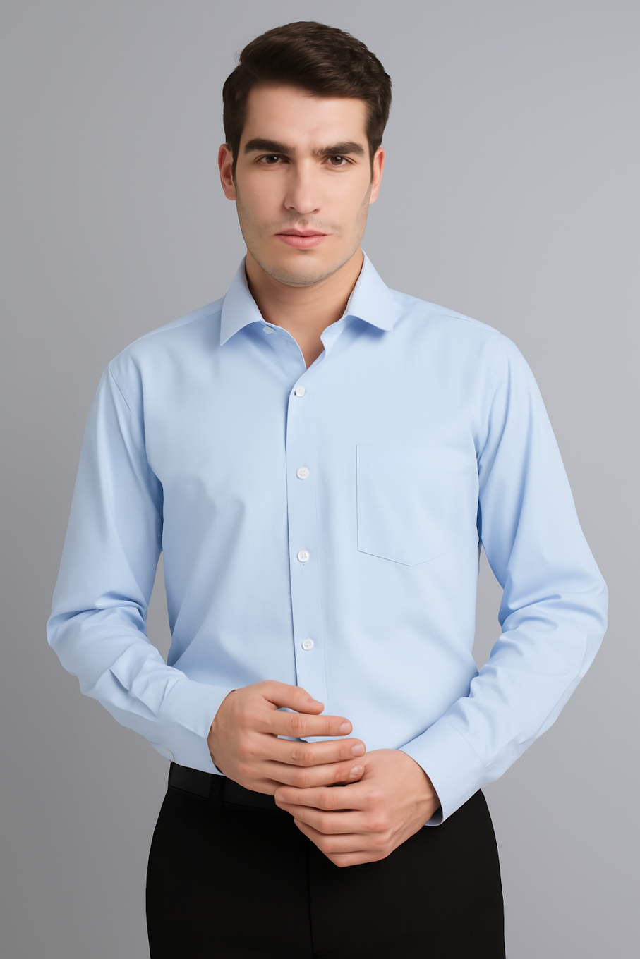 Men's Regular Fit Cotton Formal Shirt, Blue (Size-M)