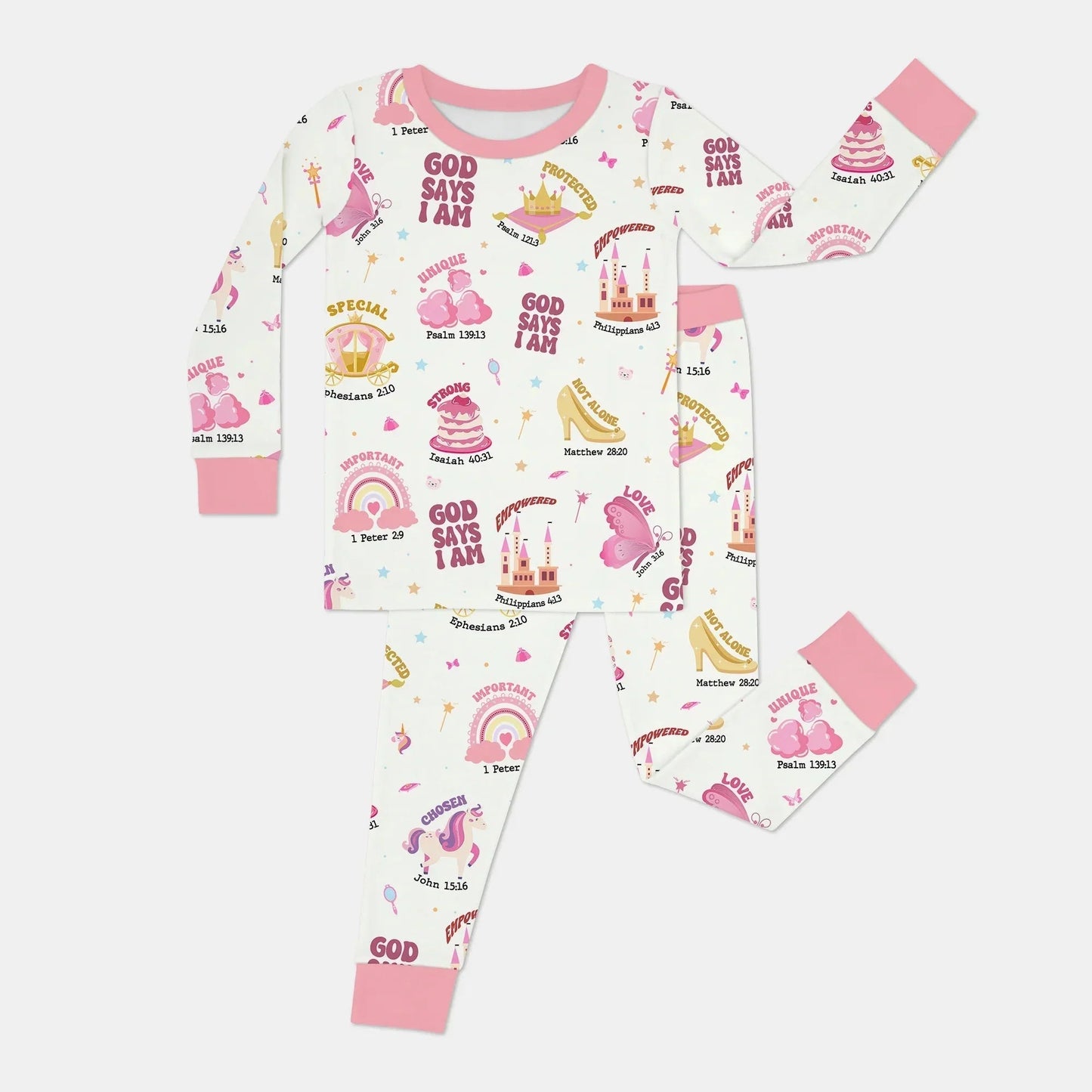 God Says I Am Girl Two Piece Long Sleeve Pajama Set