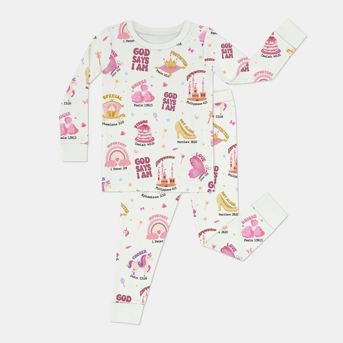 God Says I Am Girl Two Piece Long Sleeve Pajama Set