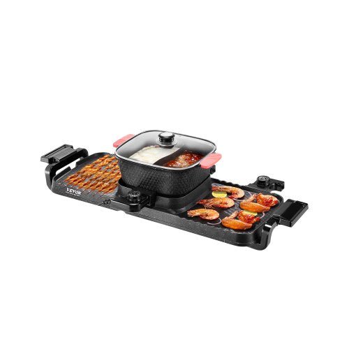 Hot Pot with Grill, 2300W 2-in-1 Electric Smokeless Grill and Hot Pot,