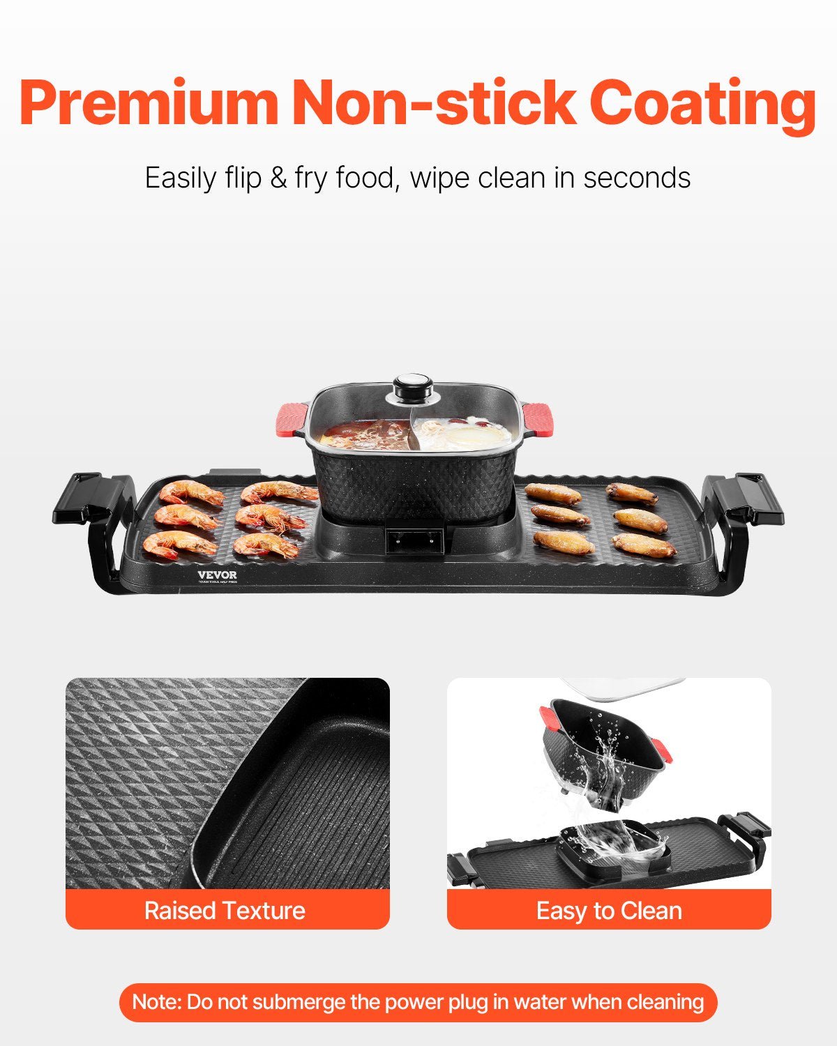 Hot Pot with Grill, 2300W 2-in-1 Electric Smokeless Grill and Hot Pot,
