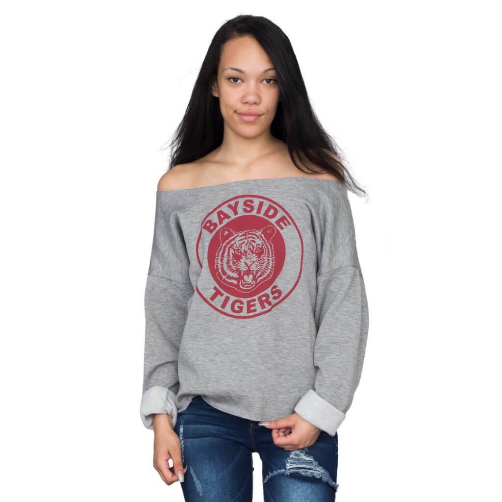 Kelly Kapowski Bayside Tigers Off the Shoulder Replica Cosplay Costume Sweatshirt