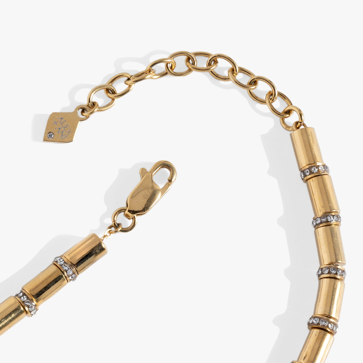 Tube Bead and Crystal Chain Bracelet