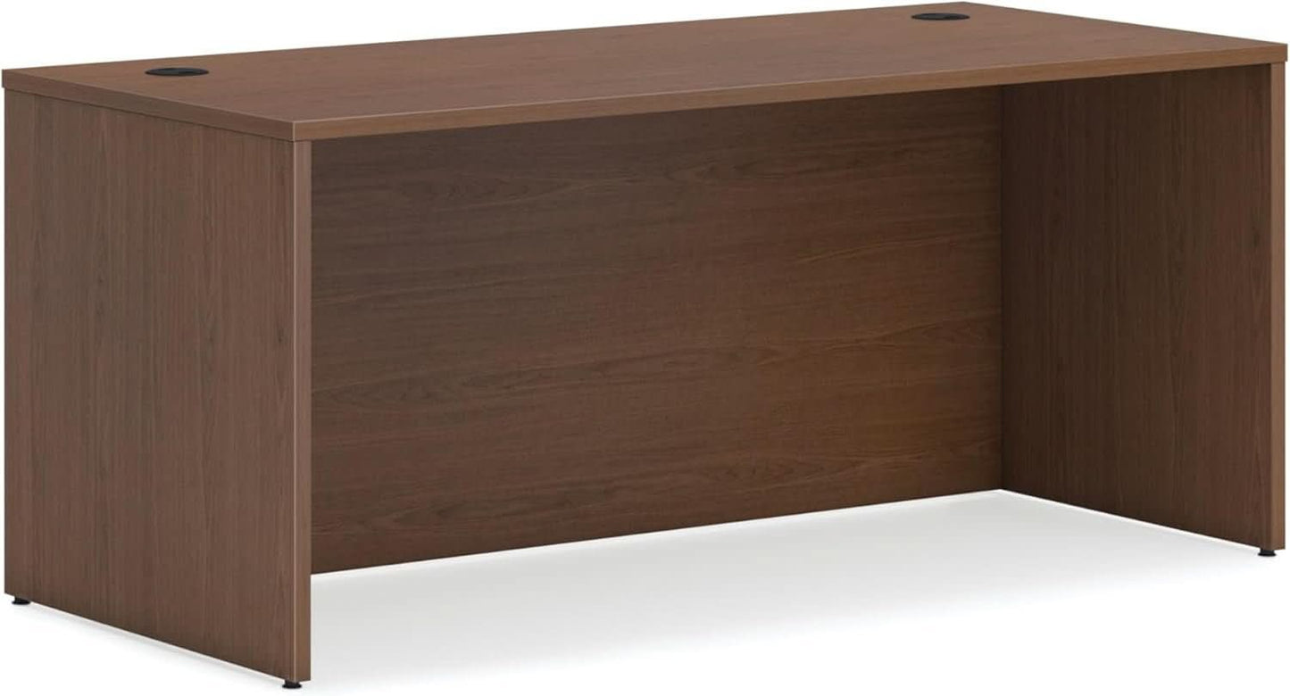 Executive Desk 66 Inch With Cord Management Walnut Laminate