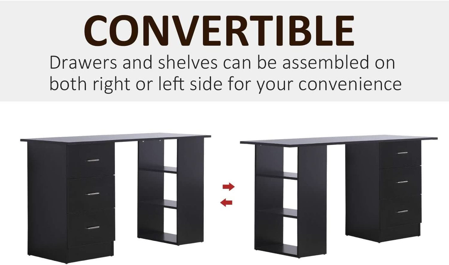 Modern 47 Inch Computer Desk With Storage Shelves