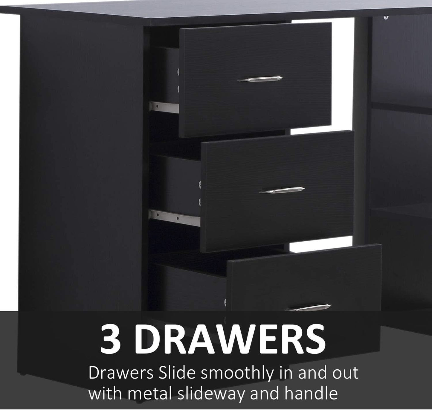 Modern 47 Inch Computer Desk With Storage Shelves