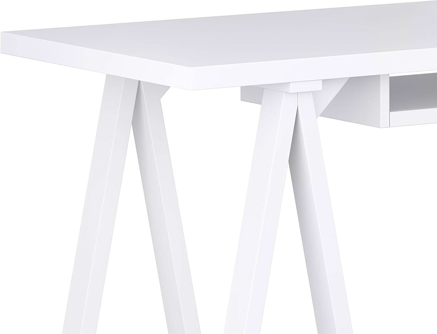 Modern Industrial Solid Wood Writing Desk with Keyboard Tray