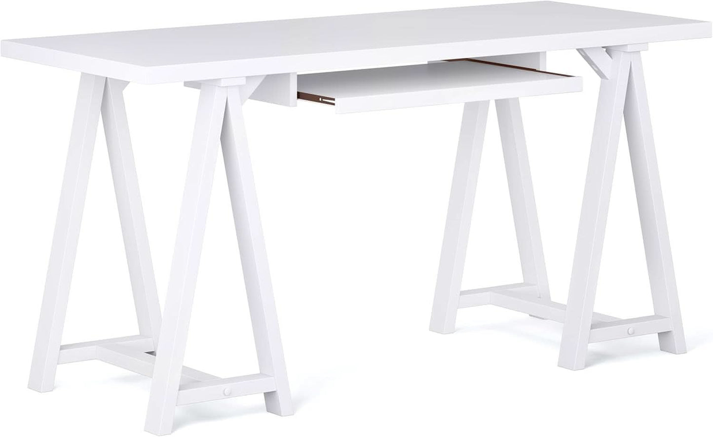 Modern Industrial Solid Wood Writing Desk with Keyboard Tray