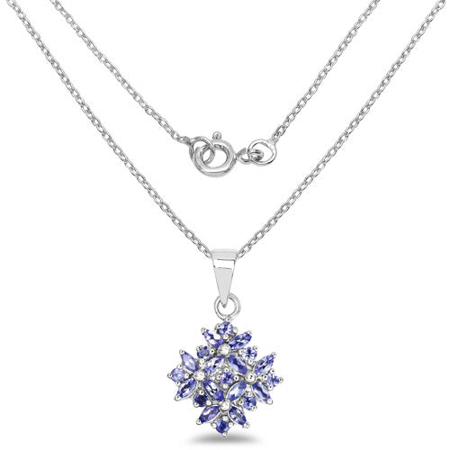 1.50 Carat Genuine Tanzanite .925 Sterling Silver Pendant