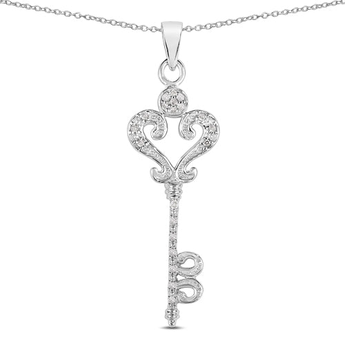 0.10 Carat Genuine White Diamond .925 Sterling Silver Pendant