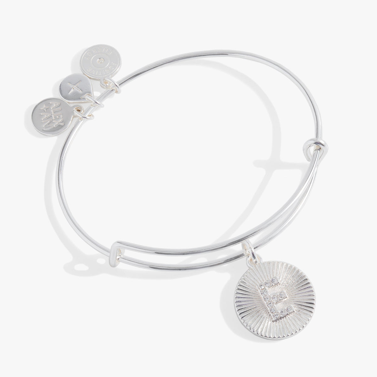 Initial E Pave Starburst Texture Bangle