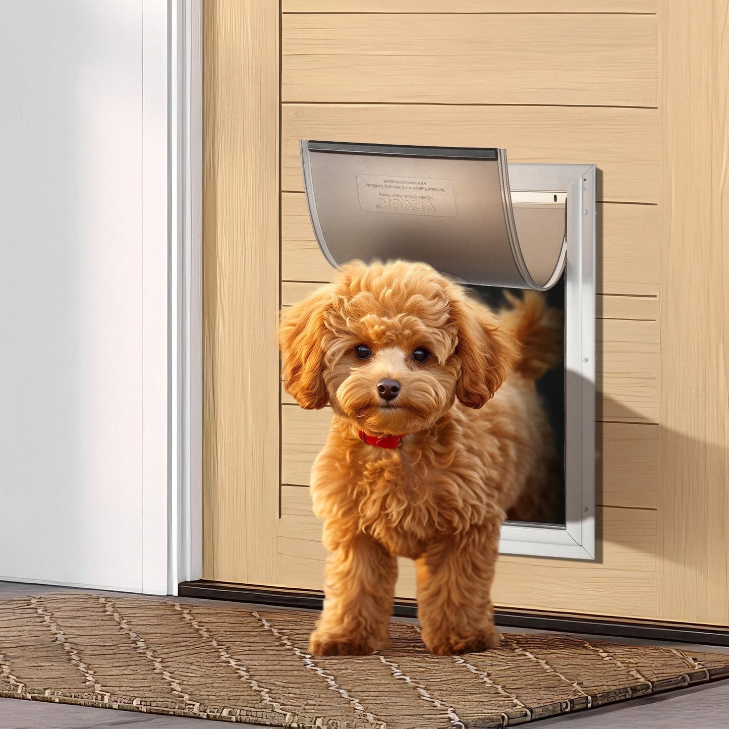 Pet Door, 11.3in x 16.02in?Aluminum?Frame with Lock and?Flap System,