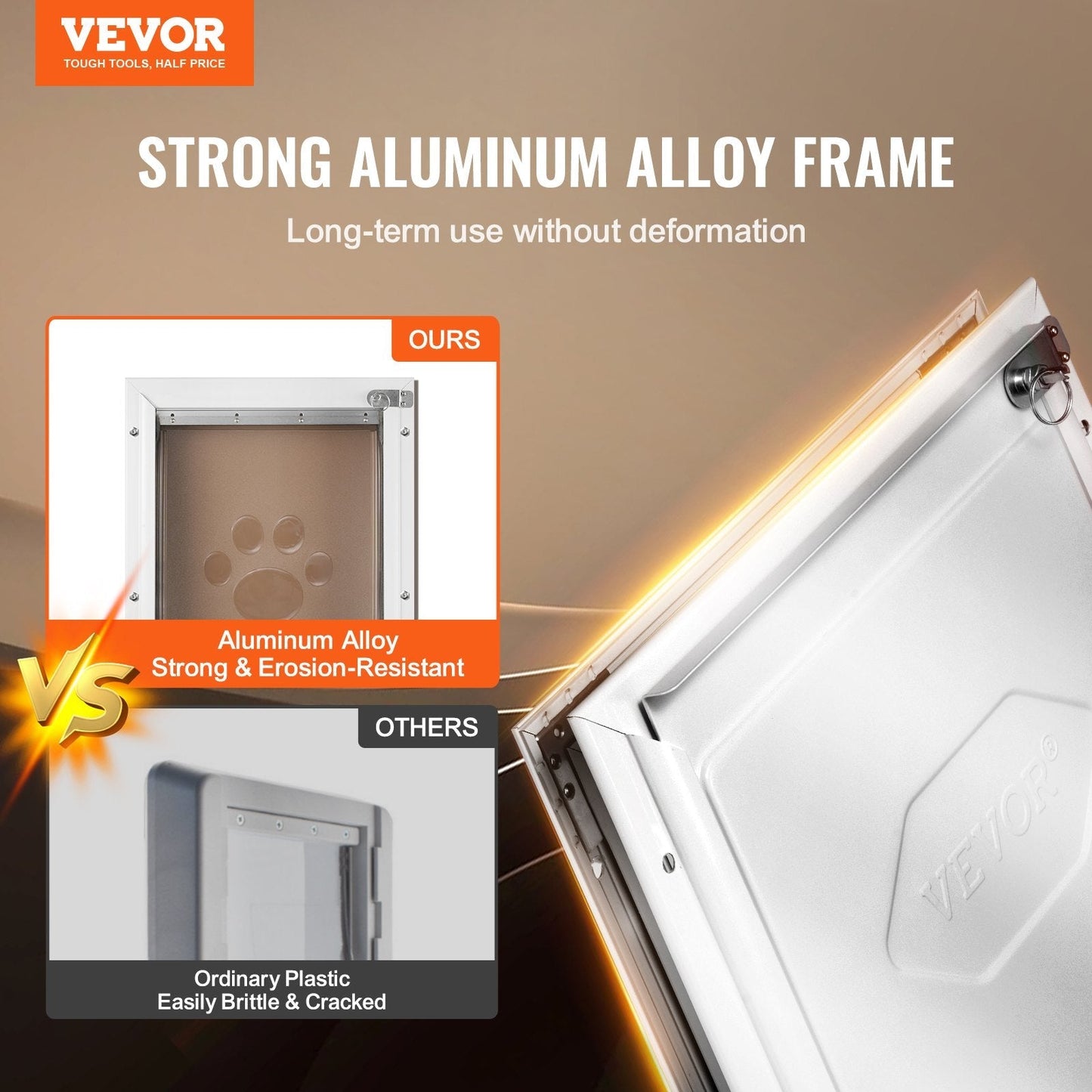 Pet Door, 11.3in x 16.02in?Aluminum?Frame with Lock and?Flap System,