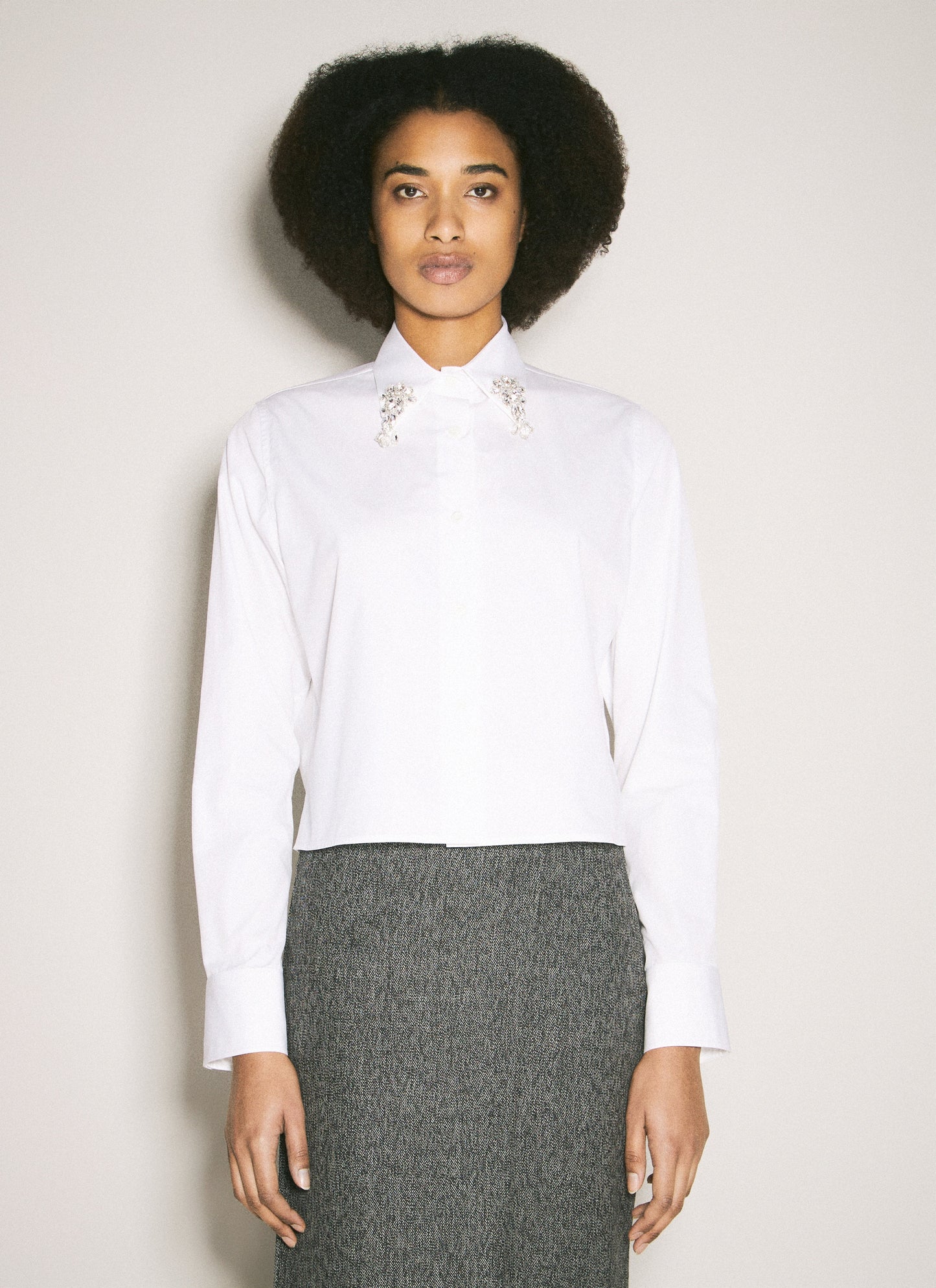 Prada Women Embroidered Poplin Shirt