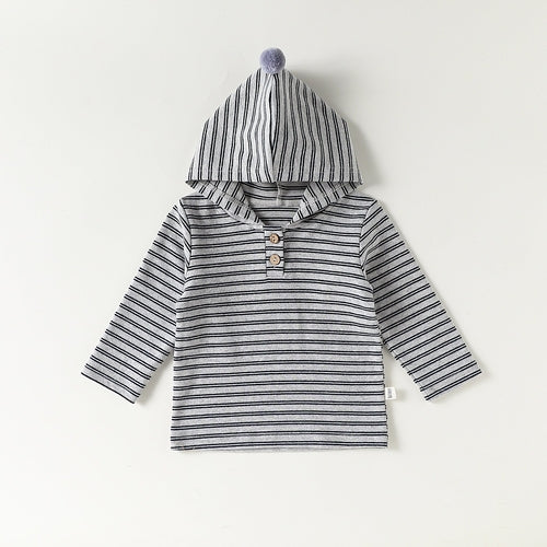 Autumn Arrival Baby Kids Unisex Striped Pattern Long Sleeves Hooded