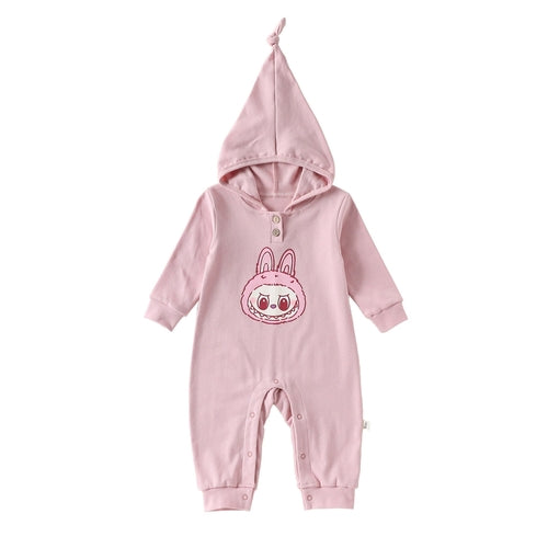 Autumn Arrival Baby Unisex Long Sleeves Cartoon Pattern Hooded Rompers