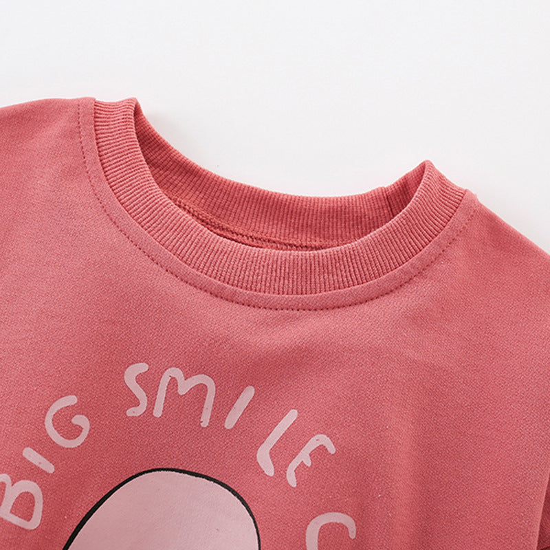Autumn and Spring Arrival Cartoon and Letters Pattern Long Sleeves