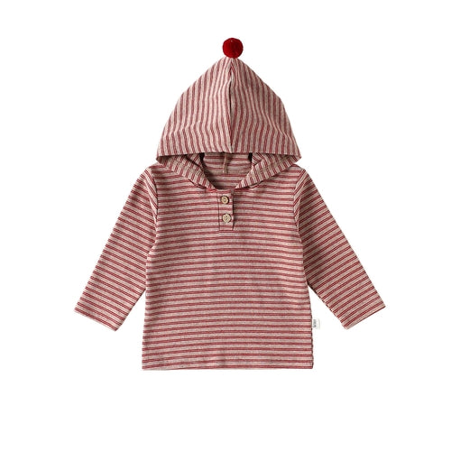 Autumn Arrival Baby Kids Unisex Striped Pattern Long Sleeves Hooded