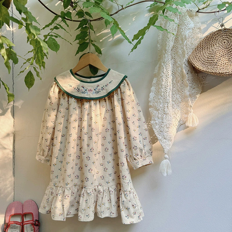 Autumn Arrival Baby Kids Girls French Style Floral Pattern Long