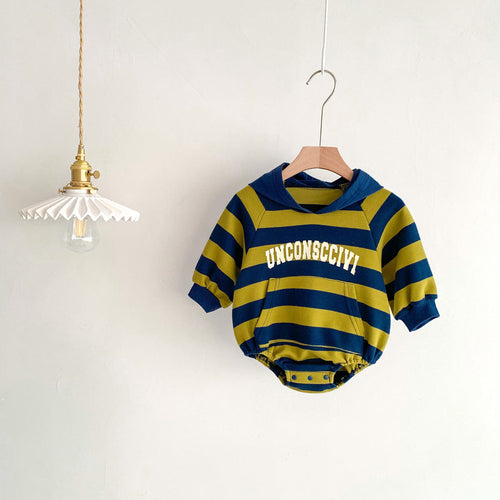Autumn Arrival Baby Unisex Long Sleeves Striped and Letters Pattern