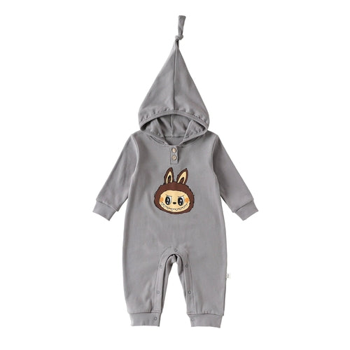 Autumn Arrival Baby Unisex Long Sleeves Cartoon Pattern Hooded Rompers