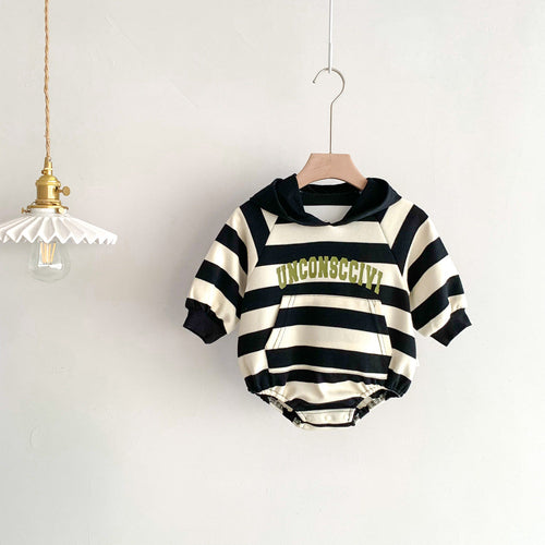 Autumn Arrival Baby Unisex Long Sleeves Striped and Letters Pattern